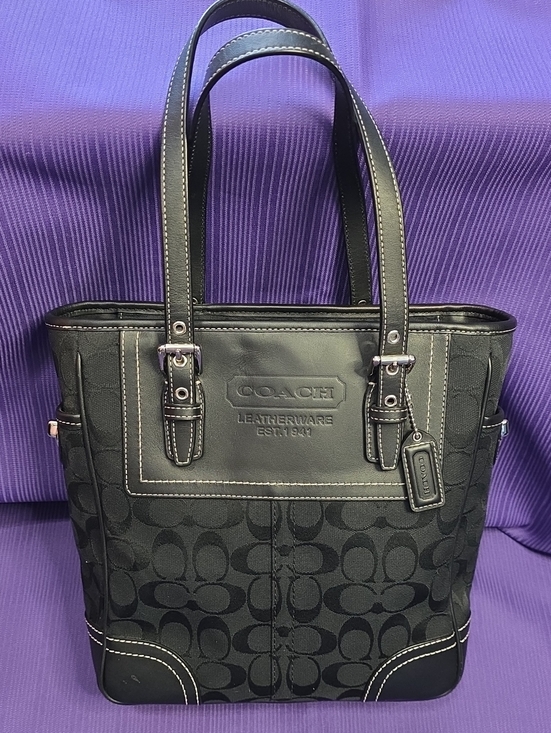 Coach Handbags - Coach Black Signature Canvas and Leather Tote